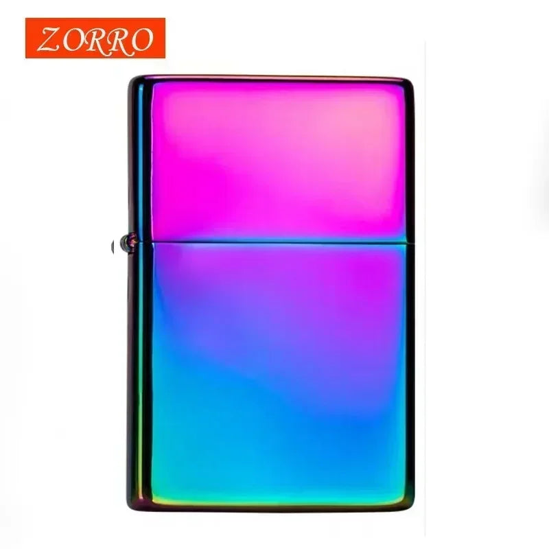 Zorro brass kerosene windproof lighter with personalized creativity, ultra-thin square angle smooth kerosene machine