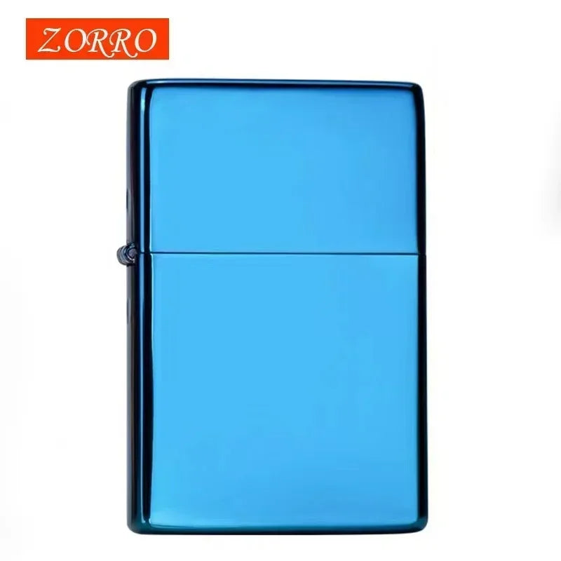 Zorro brass kerosene windproof lighter with personalized creativity, ultra-thin square angle smooth kerosene machine
