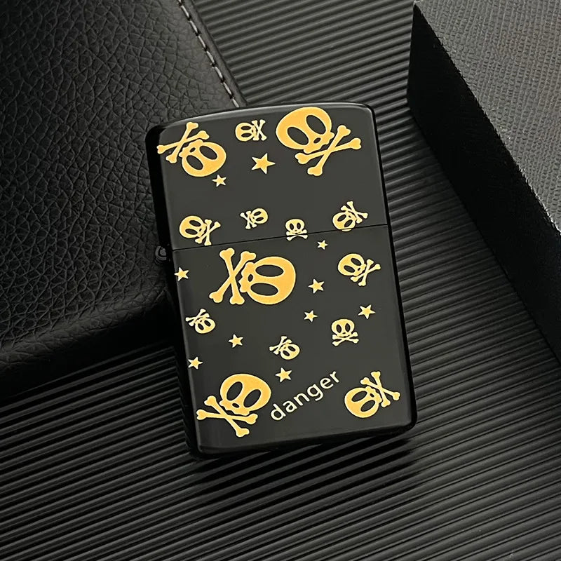 Zorro brass kerosene windproof lighter with personalized creativity, ultra-thin square angle smooth kerosene machine