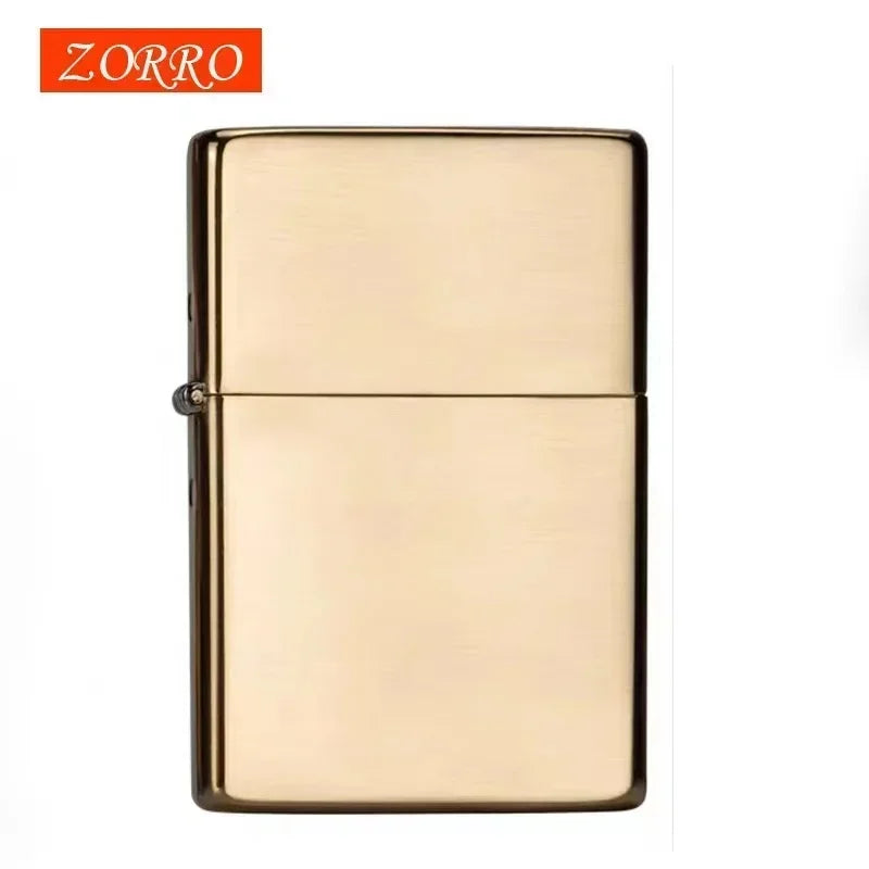 Zorro brass kerosene windproof lighter with personalized creativity, ultra-thin square angle smooth kerosene machine