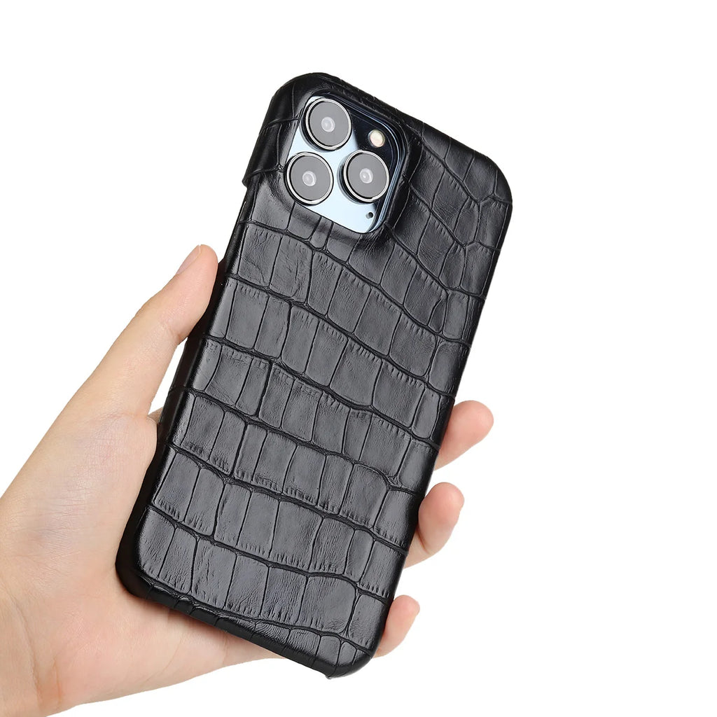Luxury Crocodile Leather Case for iPhone – Shockproof & Stylish
