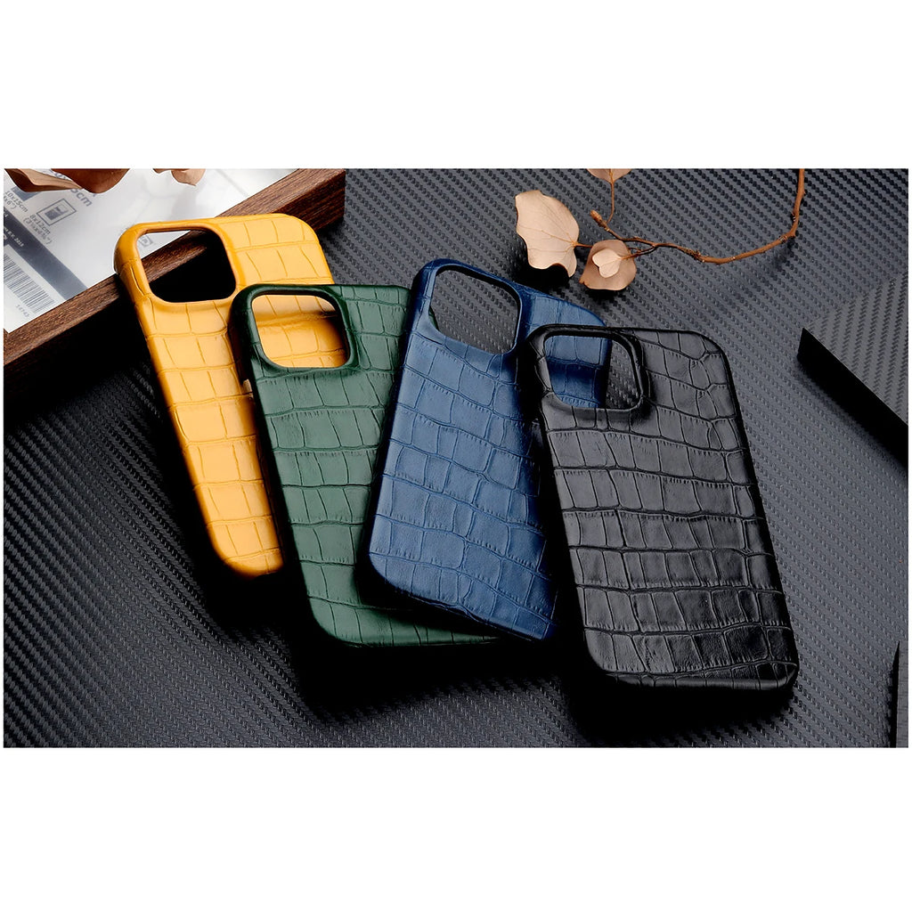 Luxury Crocodile Leather Case for iPhone – Shockproof & Stylish