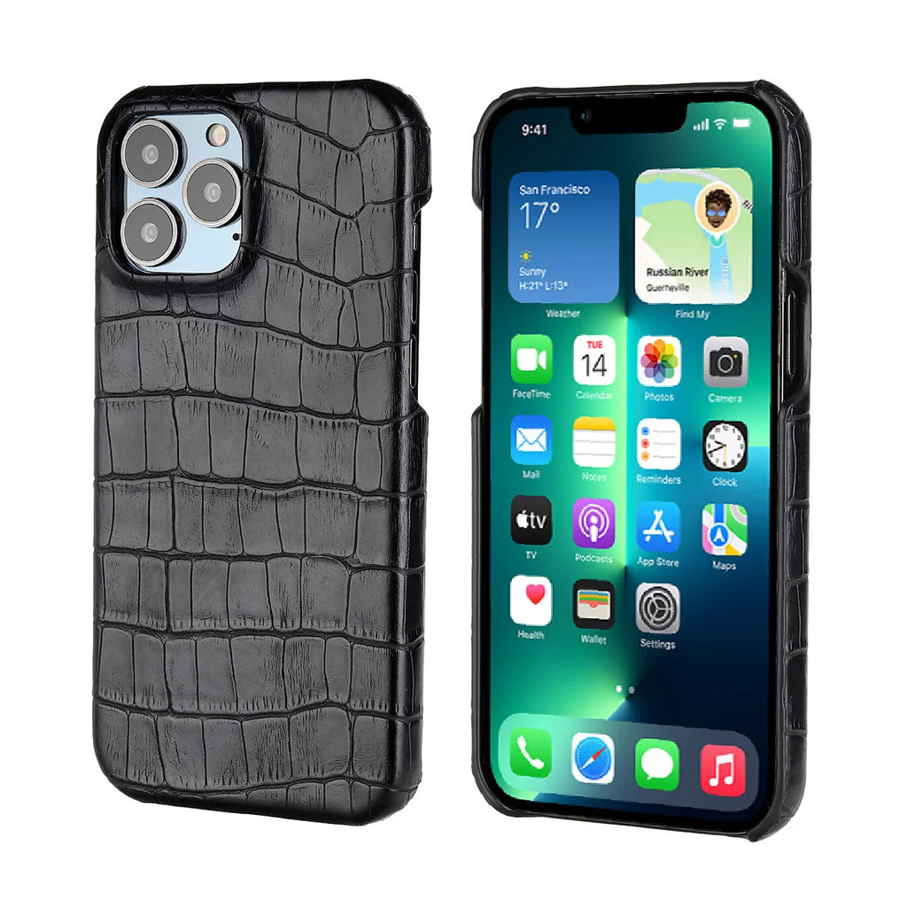 Luxury Crocodile Leather Case for iPhone – Shockproof & Stylish